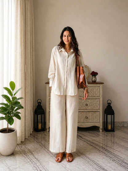 Solid Crused Rayon Co-Ord Set