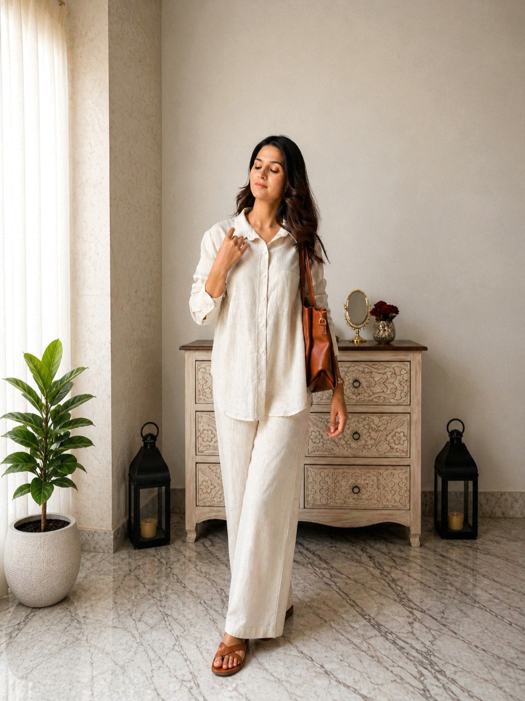 Solid Crused Rayon Co-Ord Set