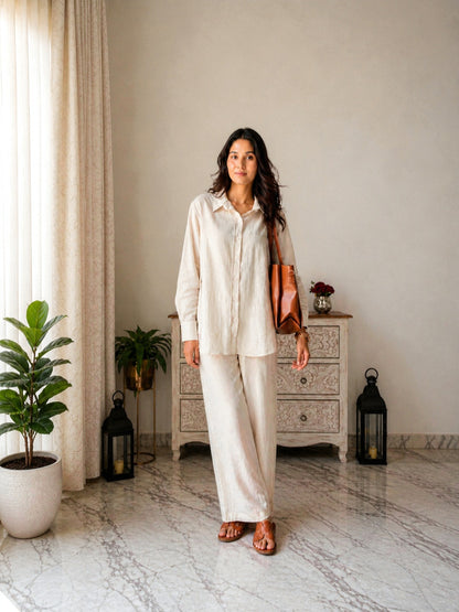 Solid Crused Rayon Co-Ord Set