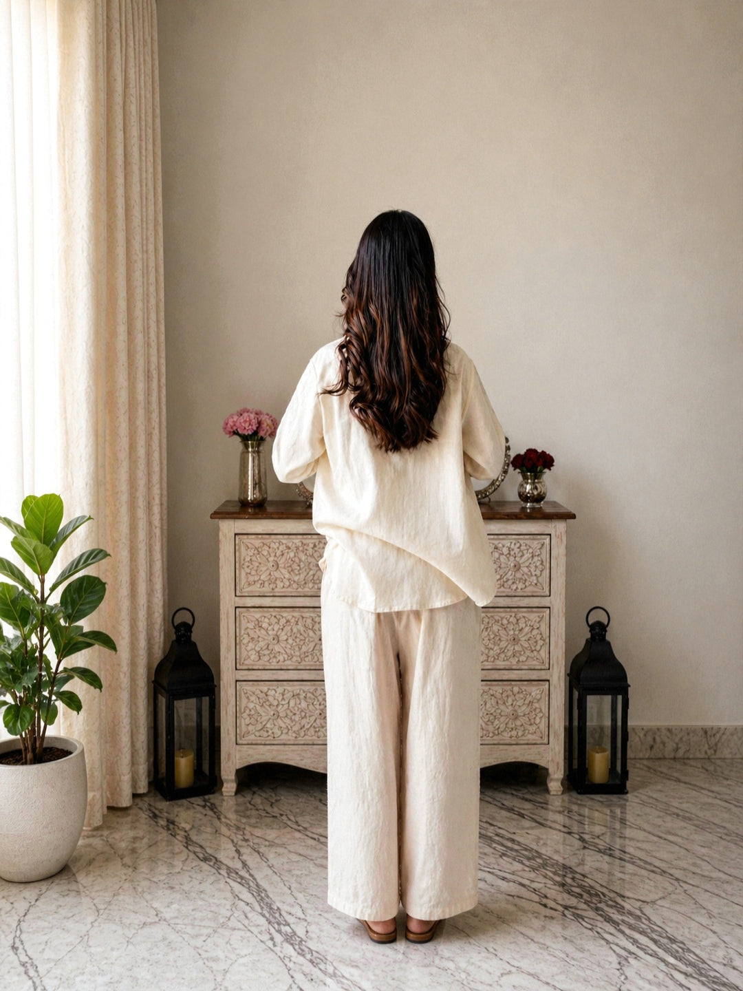 Solid Crused Rayon Co-Ord Set