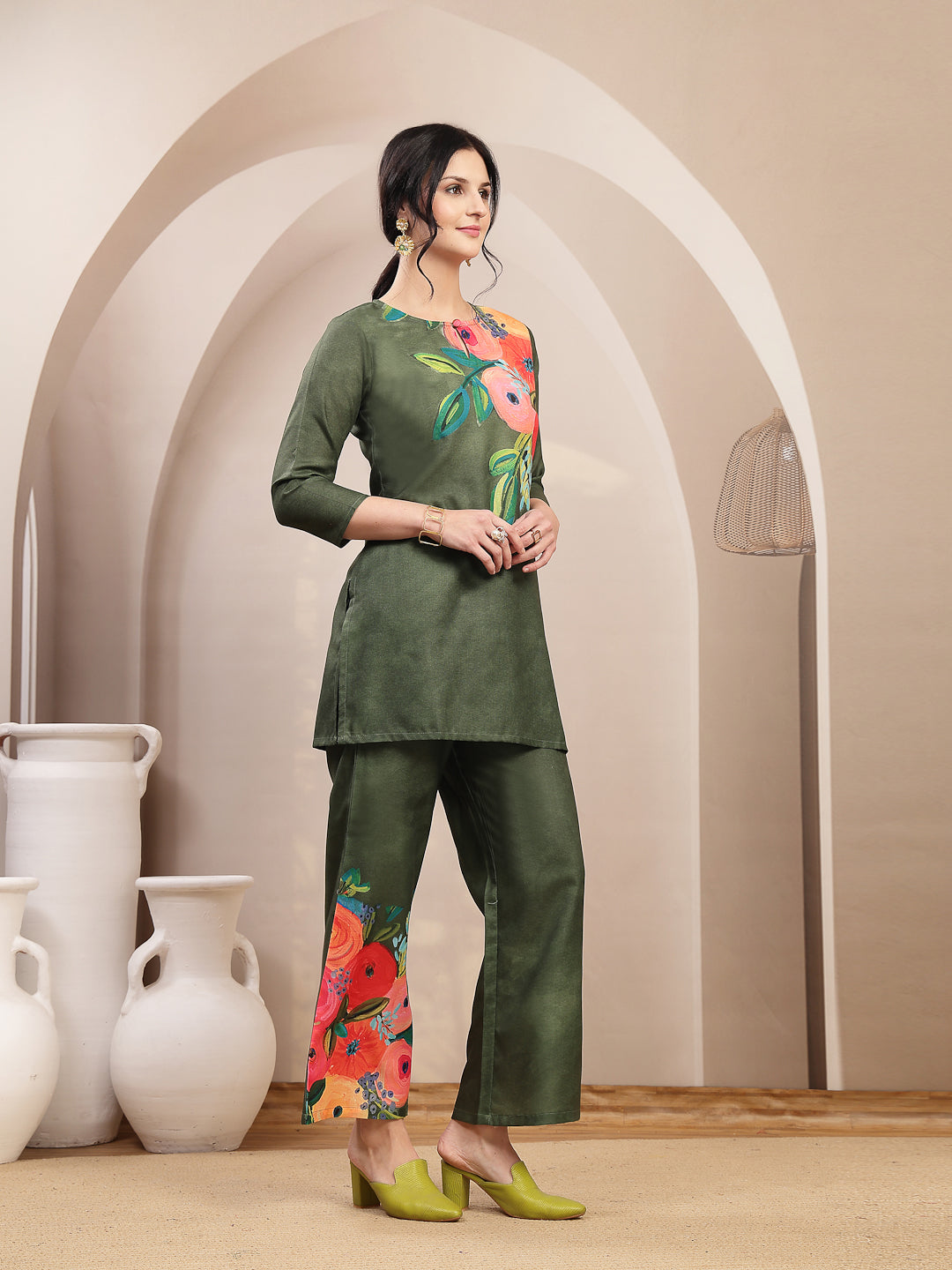 Hand Painted Cotton Flex Straight Co-Ord Set