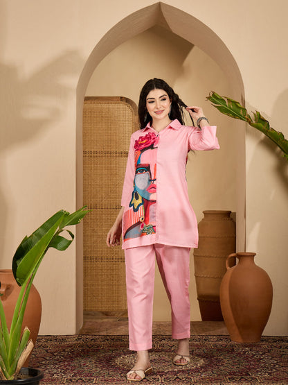 Abstract Printed Cotton Blend Co-Ord Set