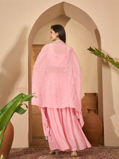 Solid & Embroidered Georgette Co-Ord Set