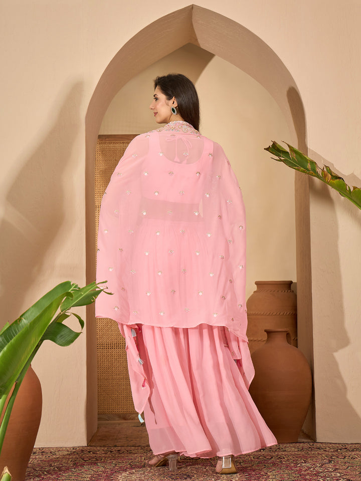 Solid &amp; Embroidered Georgette Co-Ord Set