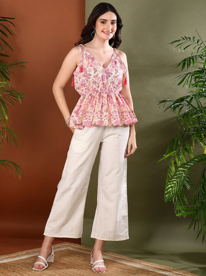 Pink Floral Printed Cotton Co-ords Set (Pre-Order)