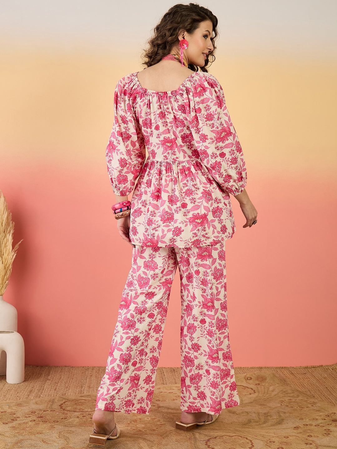 Pink Floral Printed Rayon Co-Ord Set (Pre-Order)