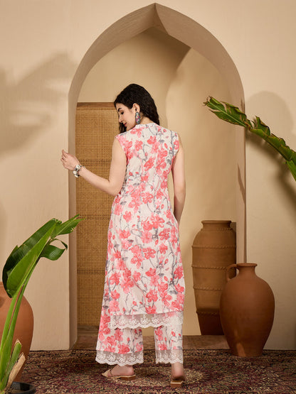 Women's Pink Floral Printed Cotton Co-Ord Set
