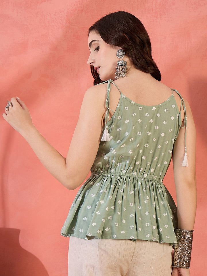 Pista Green Printed Rayon Co-ords Set