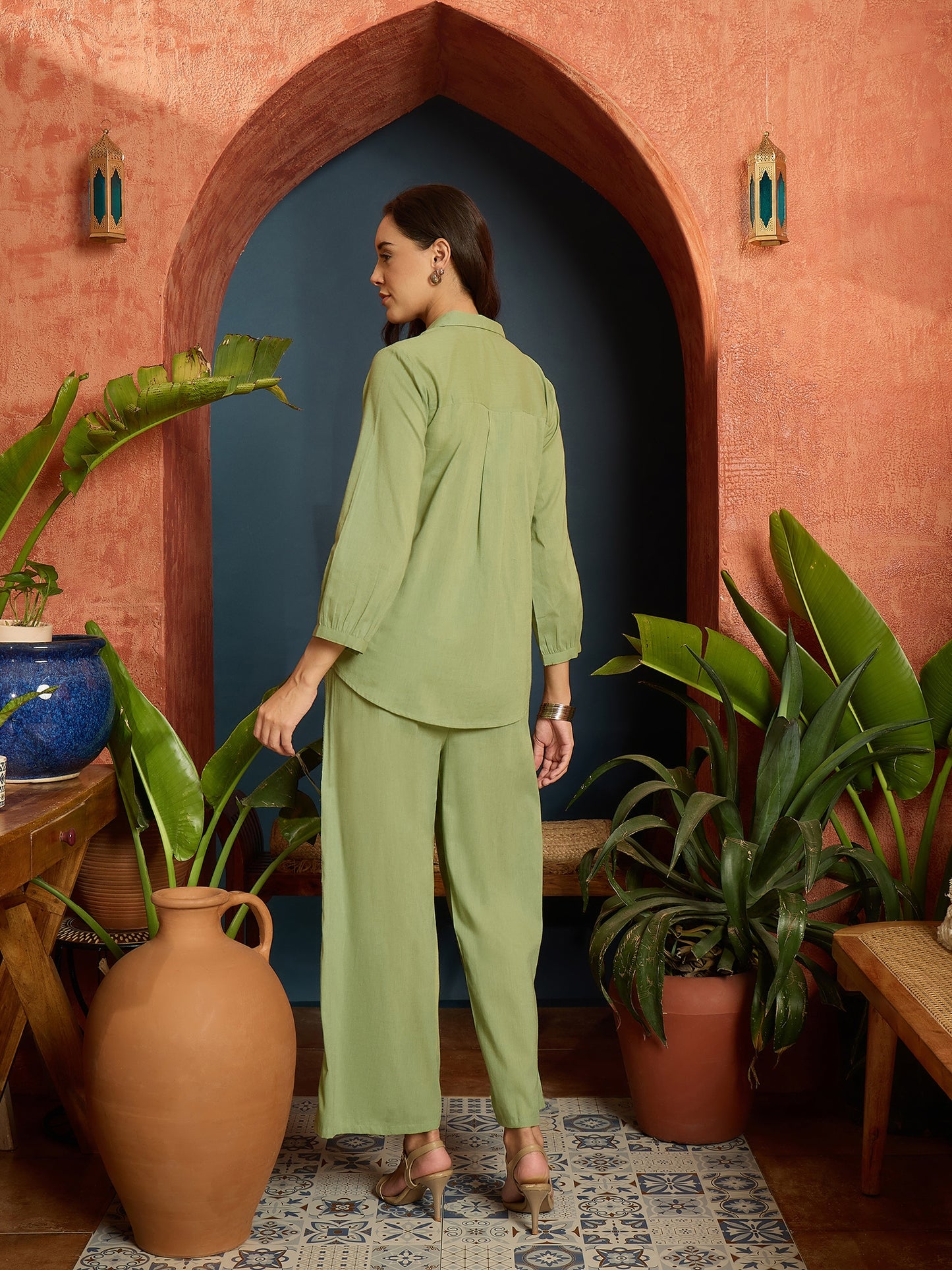 Solid & Embroidered Cotton Slub Co-Ord Set