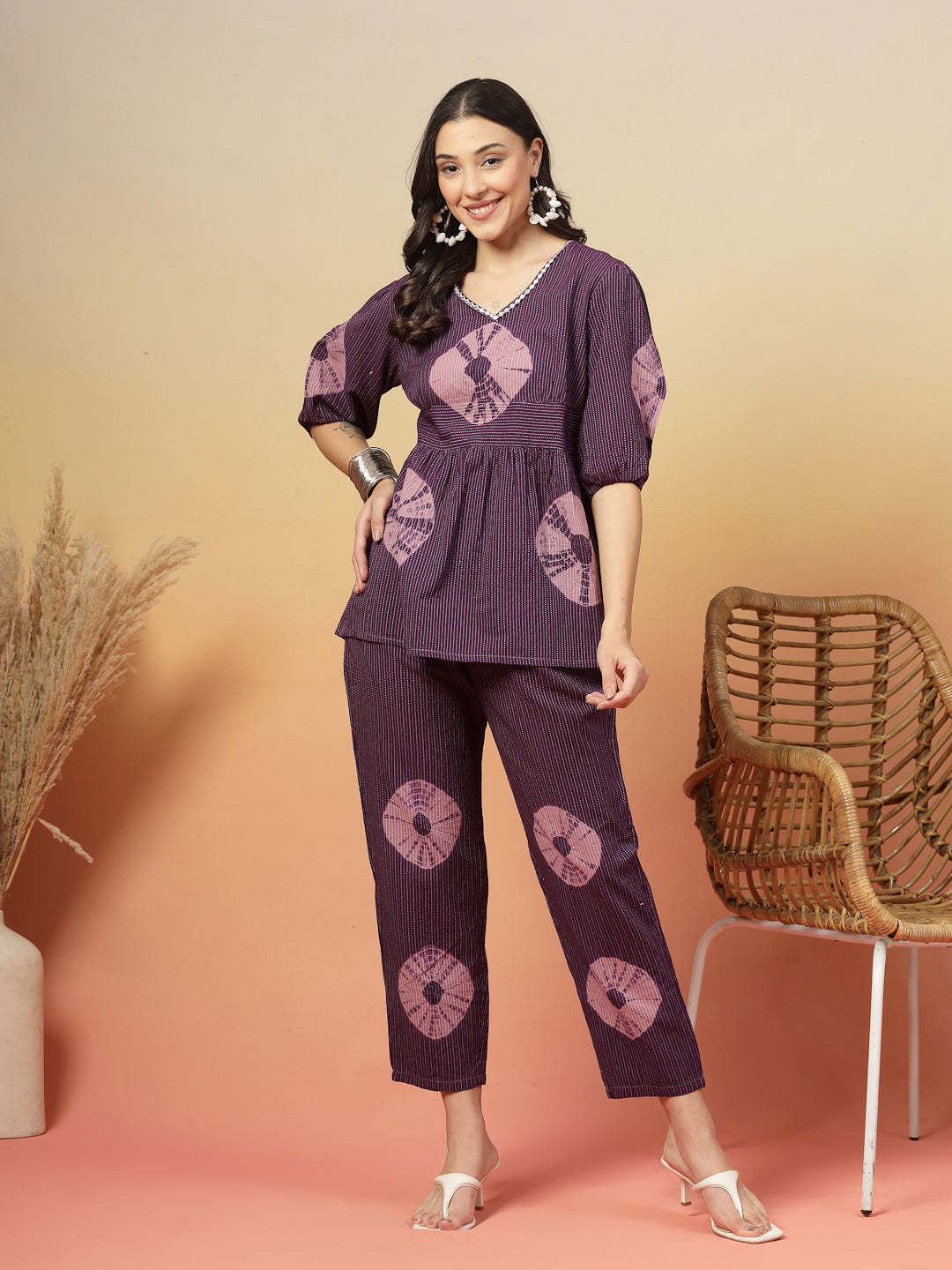 Self Woven Kantha Cotton Co-Ord Set