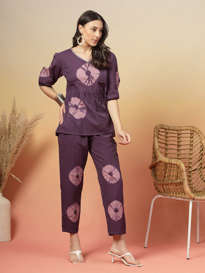 Self Woven Kantha Cotton Co-Ord Set