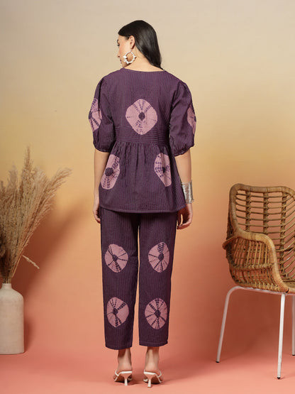 Self Woven Kantha Cotton Co-Ord Set