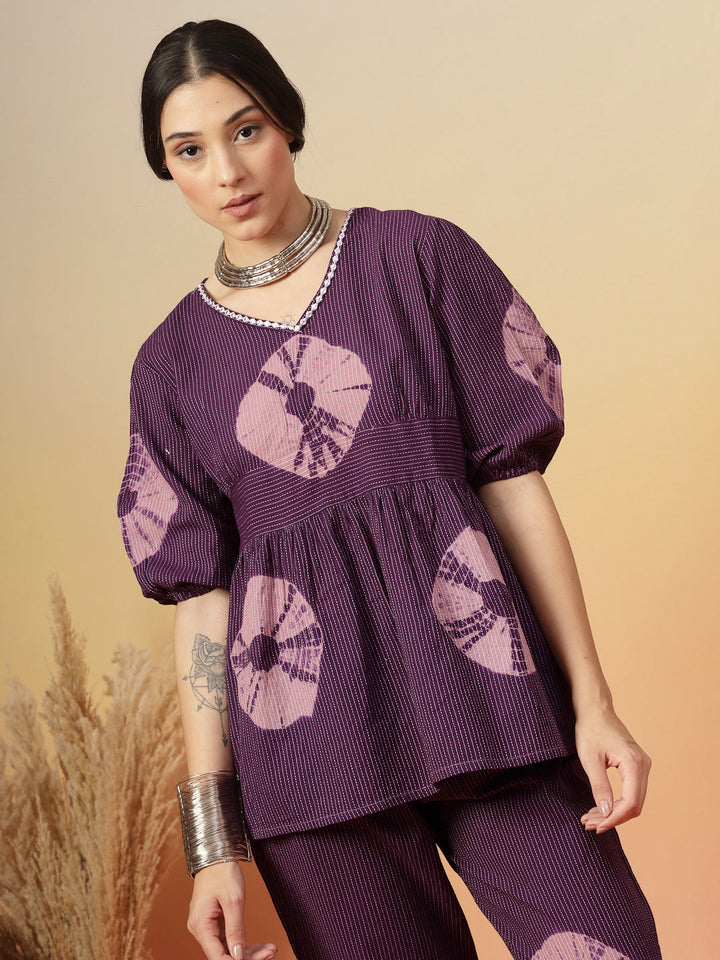 Self Woven Kantha Cotton Co-Ord Set