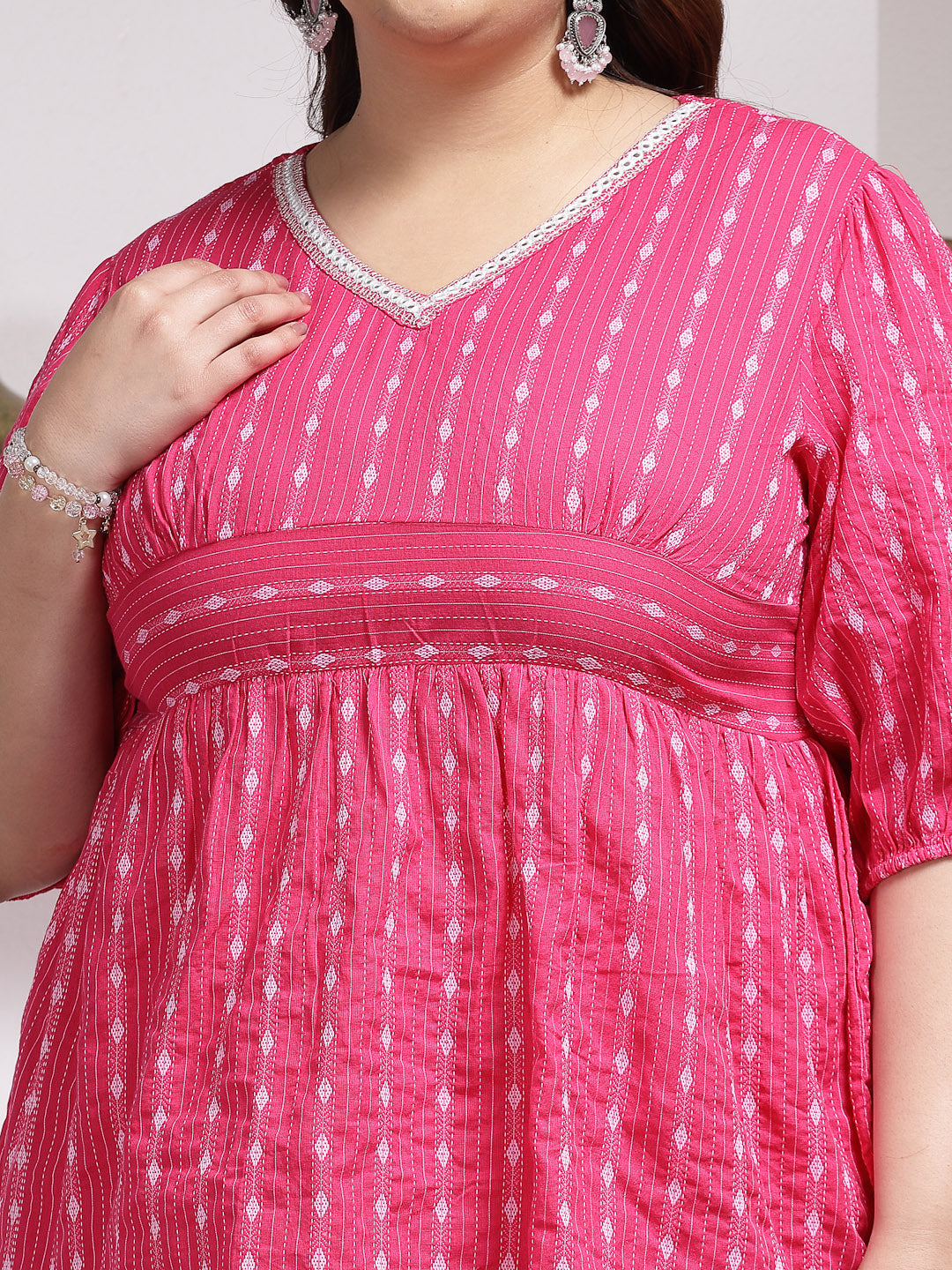 Plus Size Woven Design Cotton Co-Ord Set