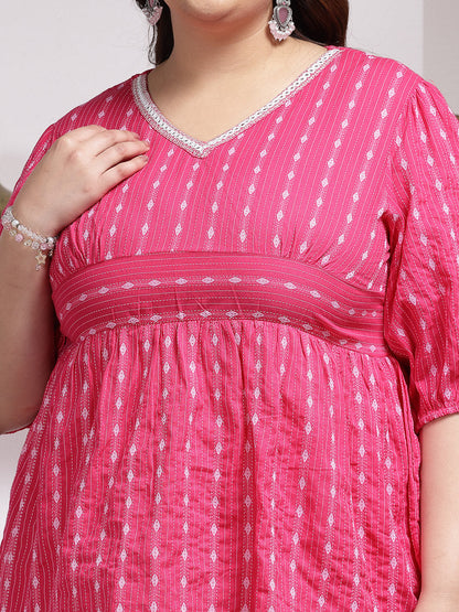 Plus Size Woven Design Cotton Co-Ord Set