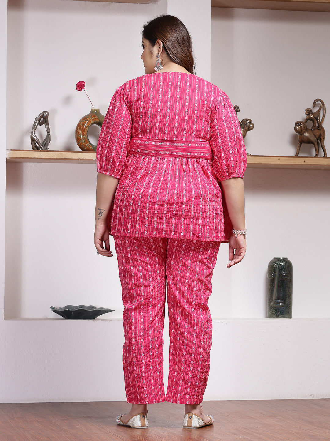 Plus Size Woven Design Cotton Co-Ord Set