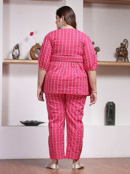 Plus Size Woven Design Cotton Co-Ord Set (Pre-Order)