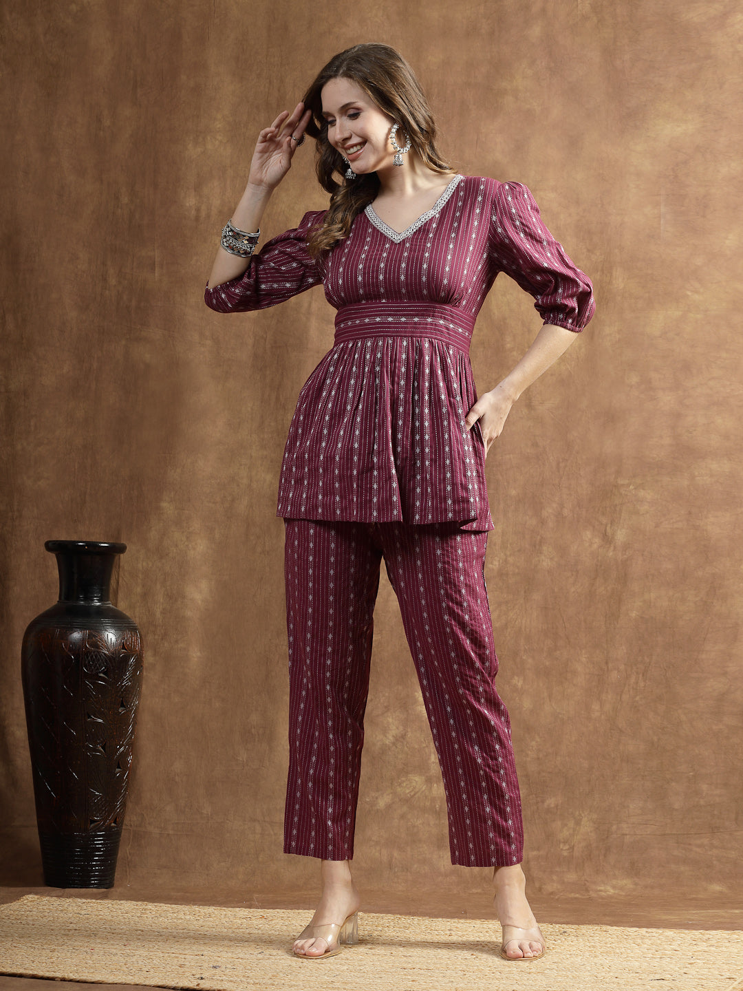 Woven Design Cotton Co-Ord Set
