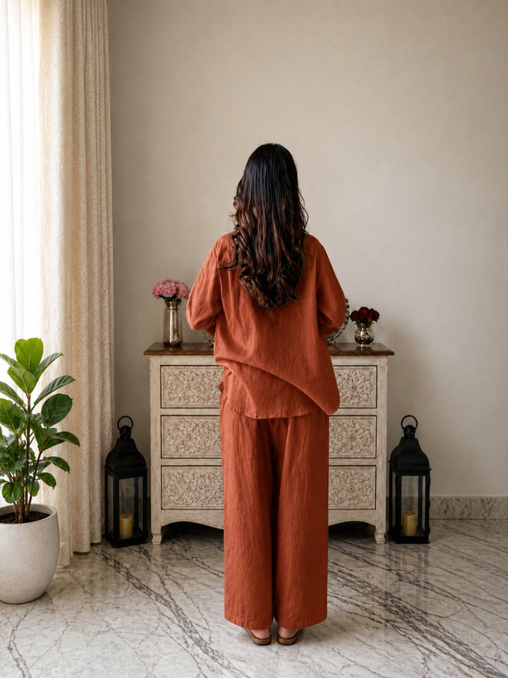 Solid Crused Rayon Co-Ord Set