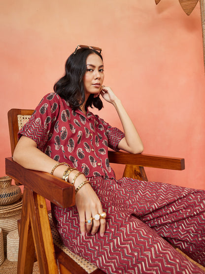 Women's Paisley Printed Cotton Co-Ord Set