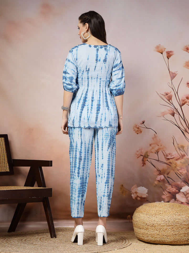 Woven Tie &amp; Dye Print Katha Cotton Co-ord Set