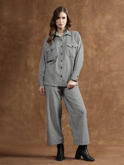Semi Woolen Checked Wool Blend Co-Ord Set (Pre-Order)