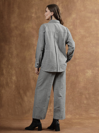 Semi Woolen Checked Wool Blend Co-Ord Set