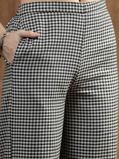 Semi Woolen Checked Wool Blend Co-Ord Set