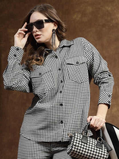 Semi Woolen Checked Wool Blend Co-Ord Set