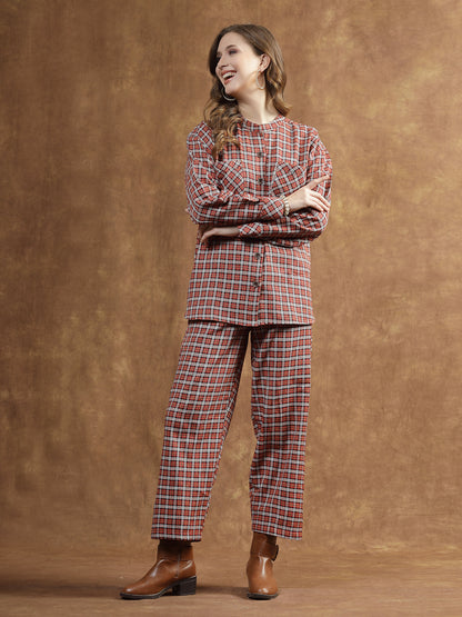 Semi Woolen Checks Wool Blend Co-Ord Set