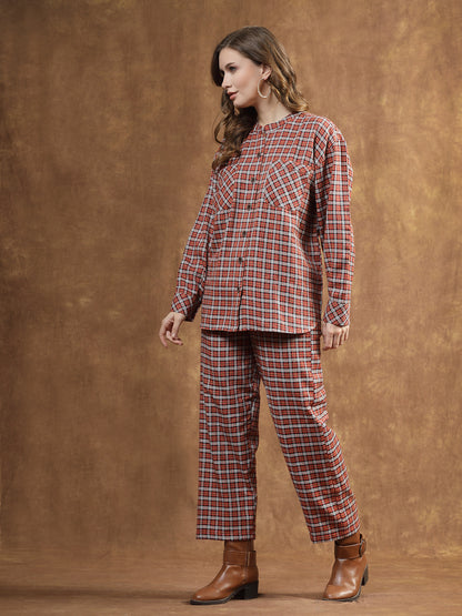 Semi Woolen Checks Wool Blend Co-Ord Set