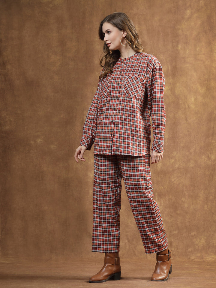 Semi Woolen Checks Wool Blend Co-Ord Set