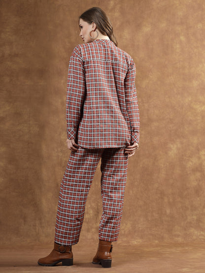 Semi Woolen Checks Wool Blend Co-Ord Set