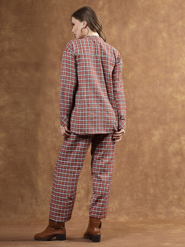 Semi Woolen Checks Wool Blend Co-Ord Set