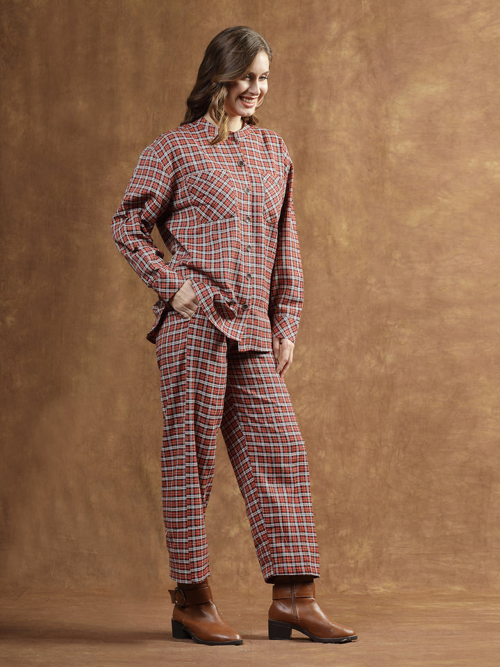 Semi Woolen Checks Wool Blend Co-Ord Set