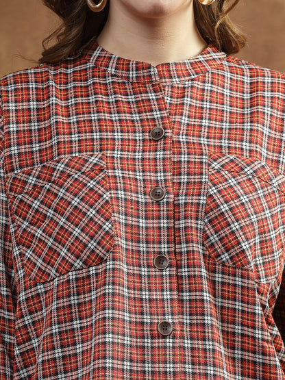 Semi Woolen Checks Wool Blend Co-Ord Set