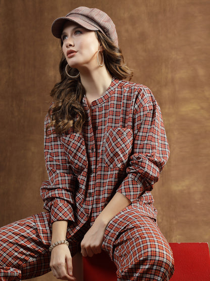 Semi Woolen Checks Wool Blend Co-Ord Set
