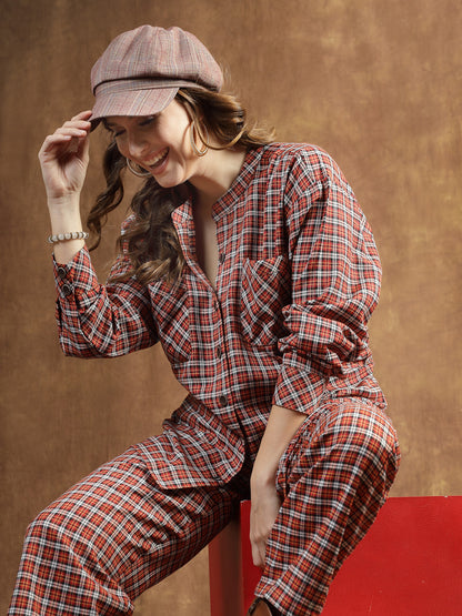 Semi Woolen Checks Wool Blend Co-Ord Set
