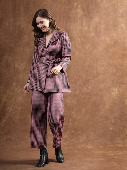 Semi Woolen Checked Wool Blend Co-Ord Set (Pre-Order)