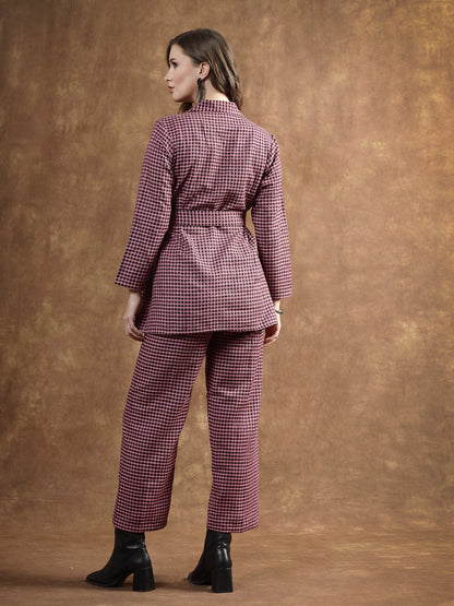 Semi Woolen Checked Wool Blend Co-Ord Set (Pre-Order)