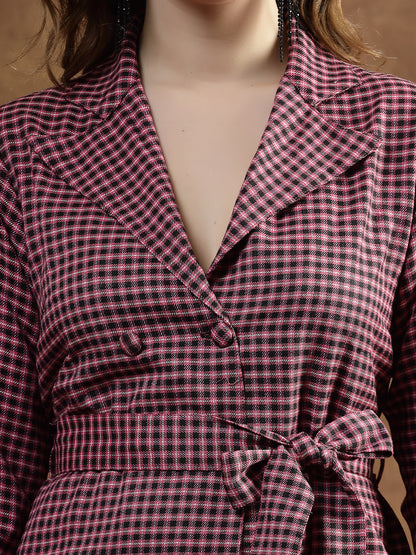 Semi Woolen Checked Wool Blend Co-Ord Set