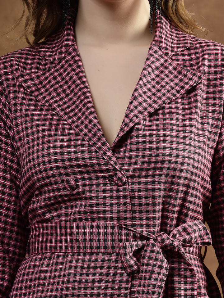 Semi Woolen Checked Wool Blend Co-Ord Set