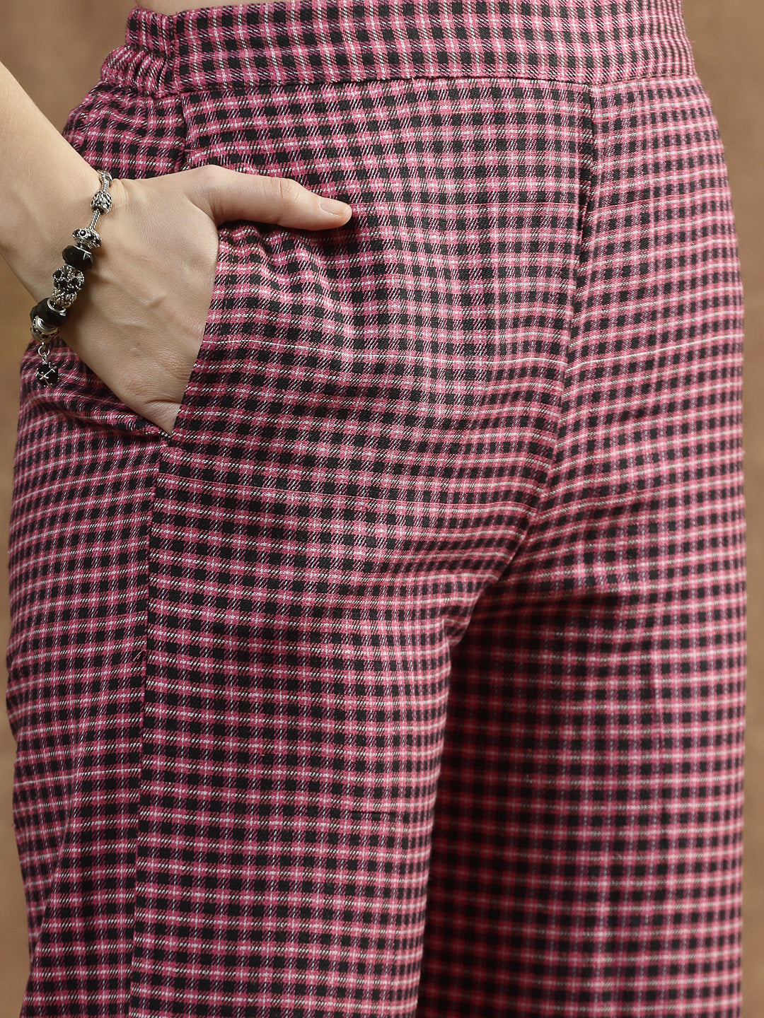 Semi Woolen Checked Wool Blend Co-Ord Set
