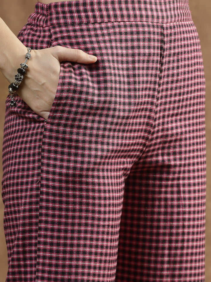 Semi Woolen Checked Wool Blend Co-Ord Set