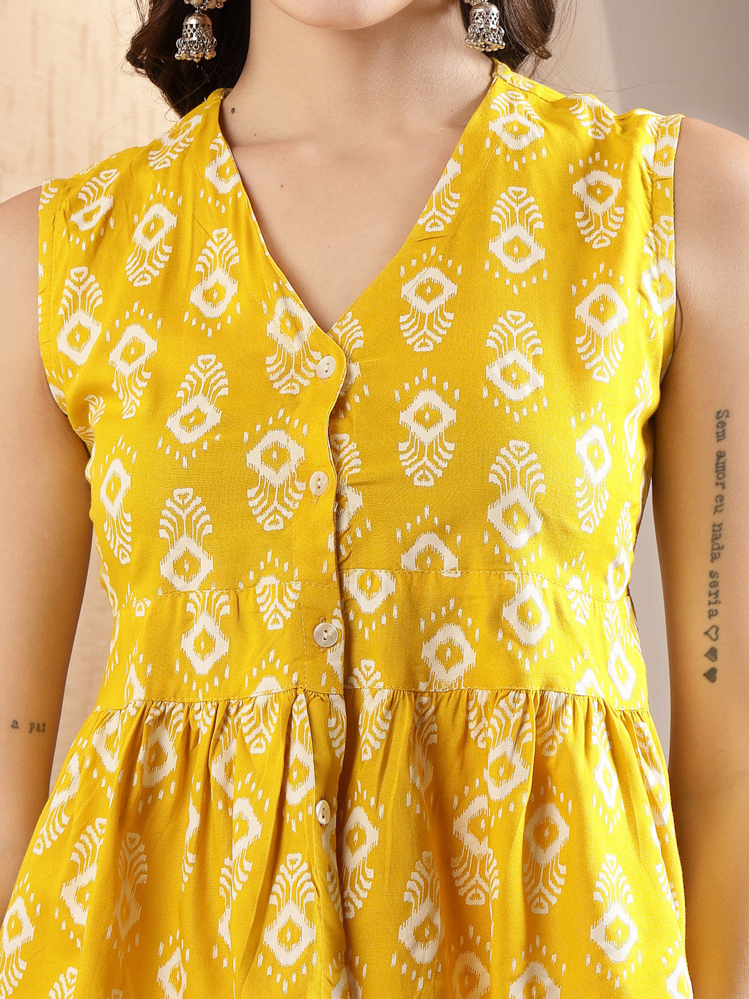 Yellow Ikat Printed Rayon Co-Ord Set (Pre-Order)
