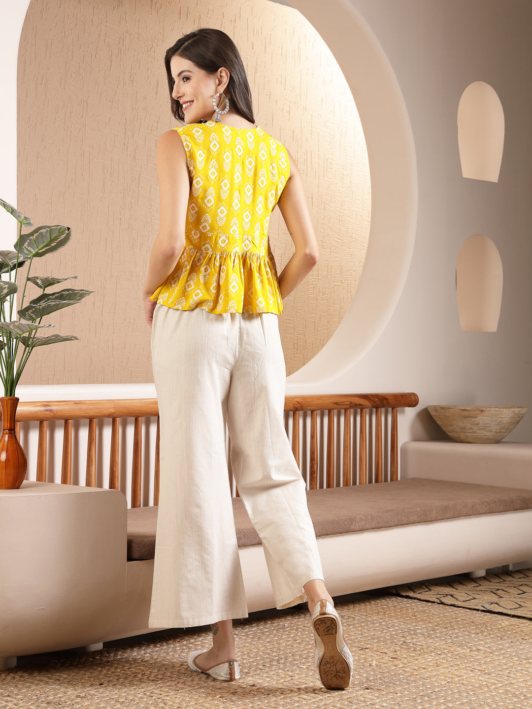 Yellow Ikat Printed Rayon Co-Ord Set (Pre-Order)