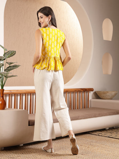 Yellow Ikat Printed Rayon Co-Ord Set (Pre-Order)
