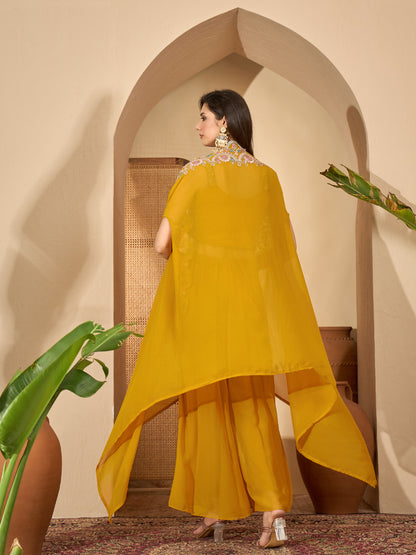 Solid & Embroidered Georgette Co-Ord Set