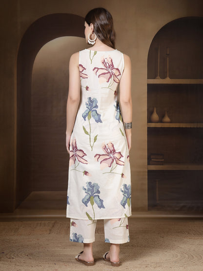 Straight Pure Cotton Printed Kurta Set