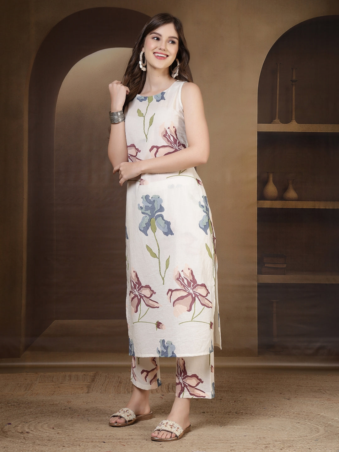 Straight Pure Cotton Printed Kurta Set